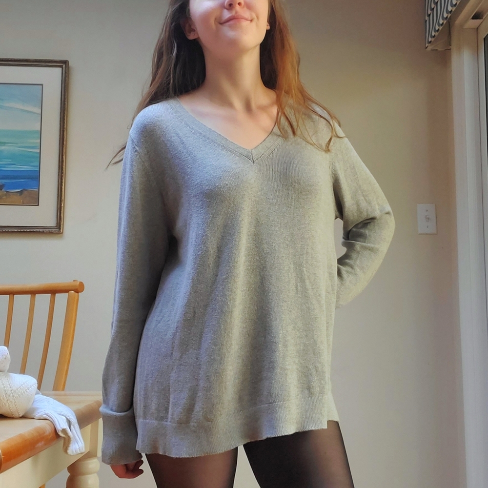 Gray V-Neck Sweater